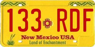 NM license plate 133RDF