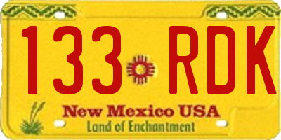 NM license plate 133RDK