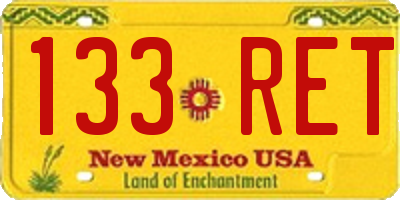NM license plate 133RET
