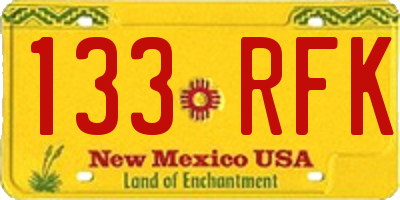 NM license plate 133RFK