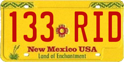 NM license plate 133RID