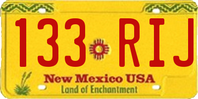 NM license plate 133RIJ