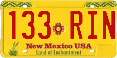 NM license plate 133RIN
