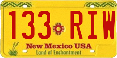 NM license plate 133RIW