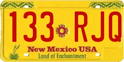 NM license plate 133RJQ