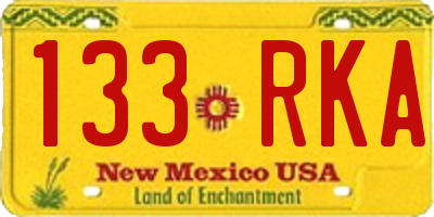 NM license plate 133RKA