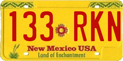 NM license plate 133RKN