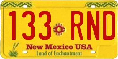 NM license plate 133RND