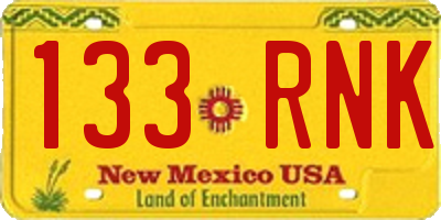 NM license plate 133RNK