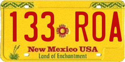 NM license plate 133ROA