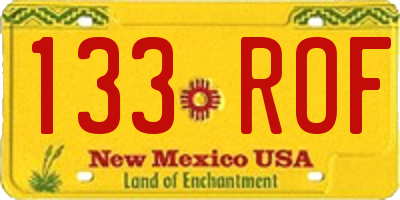NM license plate 133ROF