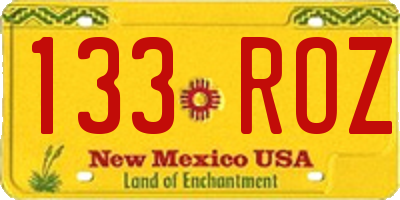 NM license plate 133ROZ