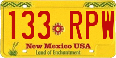 NM license plate 133RPW