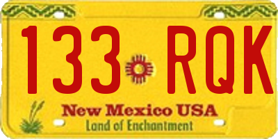 NM license plate 133RQK