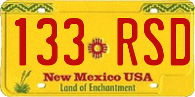 NM license plate 133RSD