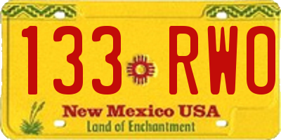 NM license plate 133RWO