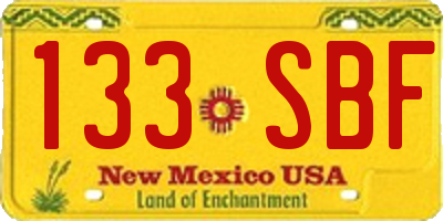 NM license plate 133SBF