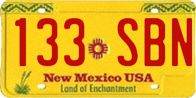 NM license plate 133SBN
