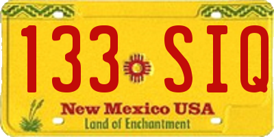NM license plate 133SIQ