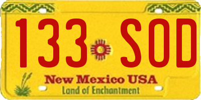 NM license plate 133SOD