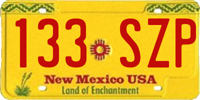 NM license plate 133SZP