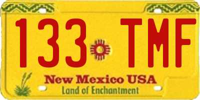 NM license plate 133TMF