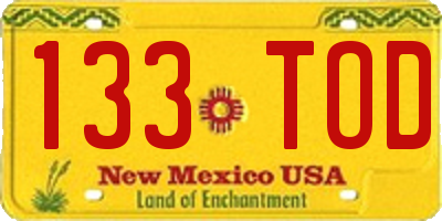 NM license plate 133TOD
