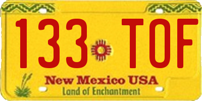 NM license plate 133TOF