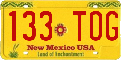 NM license plate 133TOG