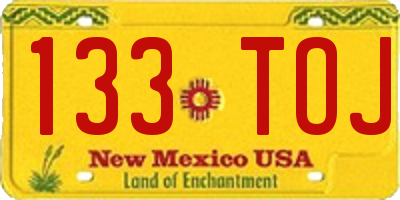 NM license plate 133TOJ