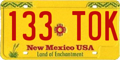 NM license plate 133TOK