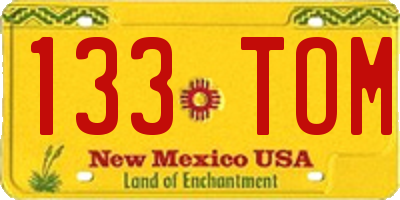 NM license plate 133TOM