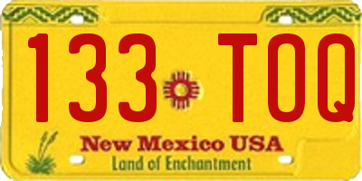 NM license plate 133TOQ