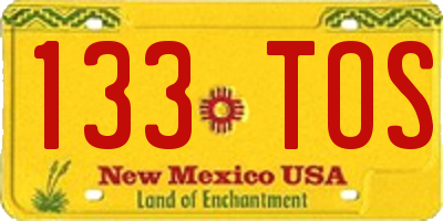 NM license plate 133TOS