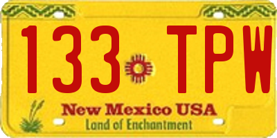 NM license plate 133TPW