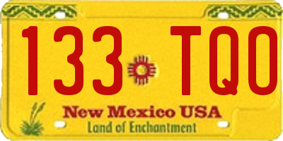 NM license plate 133TQO