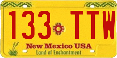 NM license plate 133TTW