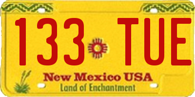 NM license plate 133TUE
