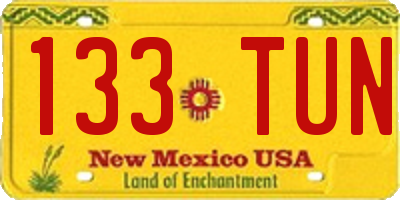 NM license plate 133TUN