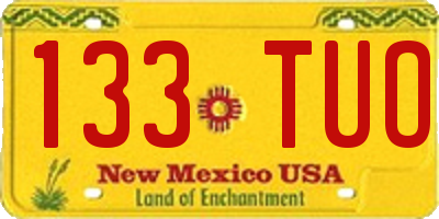 NM license plate 133TUO