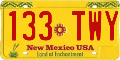 NM license plate 133TWY