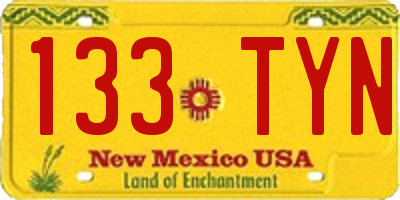NM license plate 133TYN