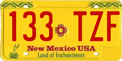 NM license plate 133TZF