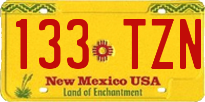NM license plate 133TZN