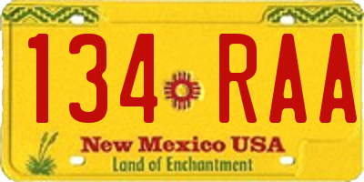 NM license plate 134RAA