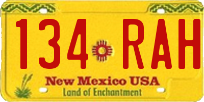 NM license plate 134RAH