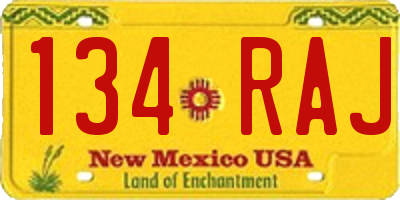 NM license plate 134RAJ