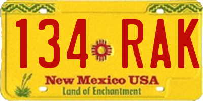 NM license plate 134RAK