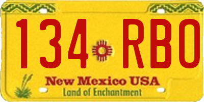 NM license plate 134RBO