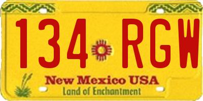 NM license plate 134RGW